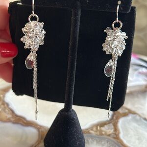 Crystal Cluster & Chains Earrings-Boutique